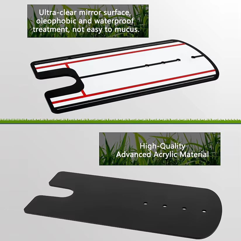 Portable Golf Putting Alignment Mirror - 12 x 6 Inches for Indoor and Outdoor Practice