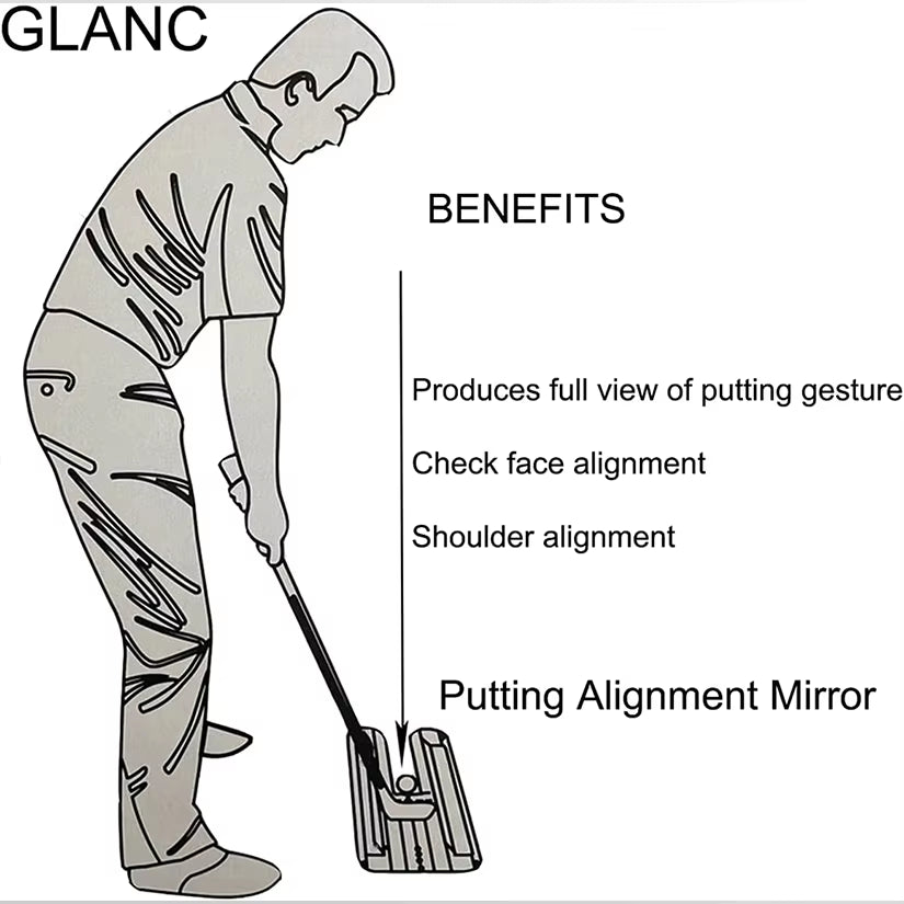 Portable Golf Putting Alignment Mirror - 12 x 6 Inches for Indoor and Outdoor Practice